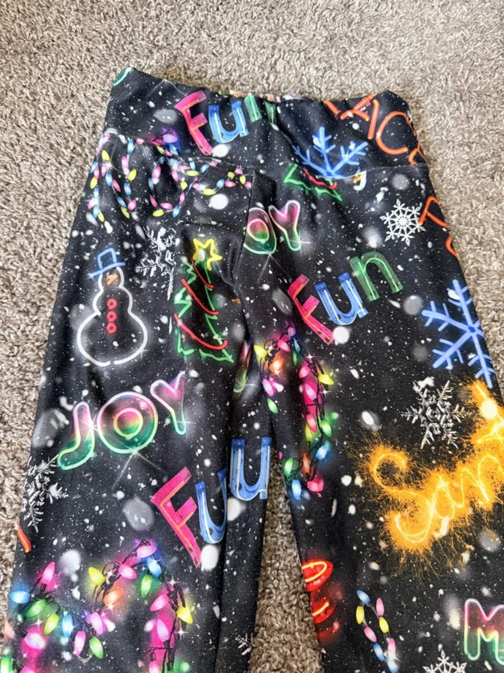 Justice Black Holiday Lights Leggings size 14